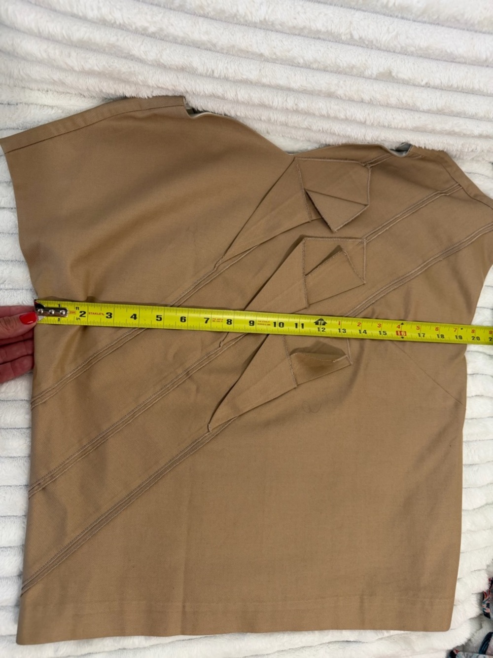 WHO'S THAT Architectural Origami Pleated Top Size Small Camel Tan Avant Garde - Picture 3 of 6